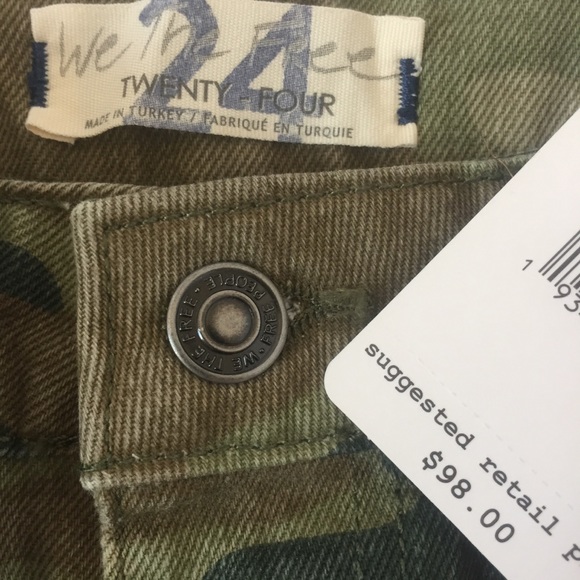 Free People High Rise Camo Print Straight Leg Jean - Picture 7 of 13